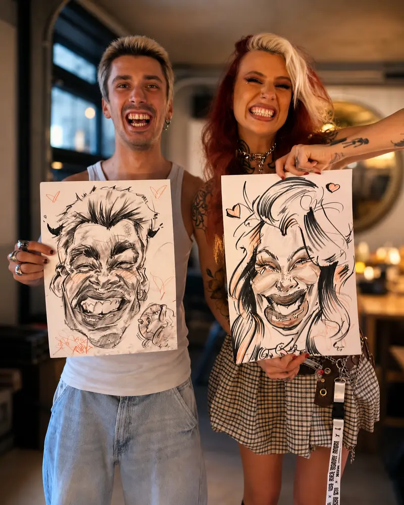 Caricaturi live — pe viu