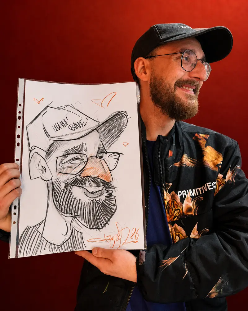 Caricaturi live — prins pe loc